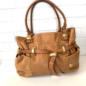 B Makowsky leather satchel bag light brown